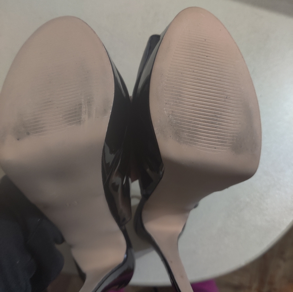 Black Patent Slingback Peep Toe Heels 6.5 - Picture 4 of 7